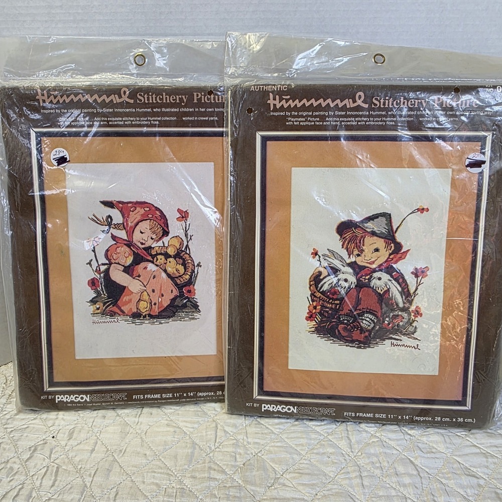 1983 Sealed Paragon Needlecraft Hummel Stitchery Kits 0480 and 0481 Cottagecore